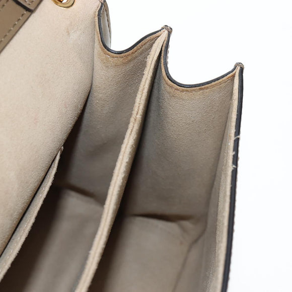FENDI Zucca Canvas Canai Shoulder Bag Leather 2way Brown Gold Auth 196371M