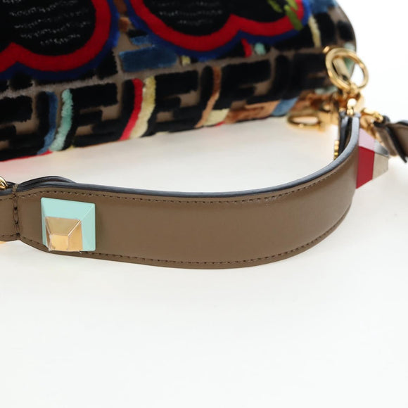 FENDI Zucca Canvas Canai Shoulder Bag Leather 2way Brown Gold Auth 196371M