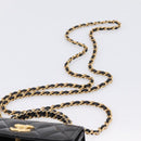 CHANEL Matelasse Hand Bag Patent Leather 2way Black Gold CC Auth 196372SAM-10