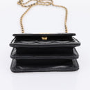 CHANEL Matelasse Hand Bag Patent Leather 2way Black Gold CC Auth 196372SAM-11