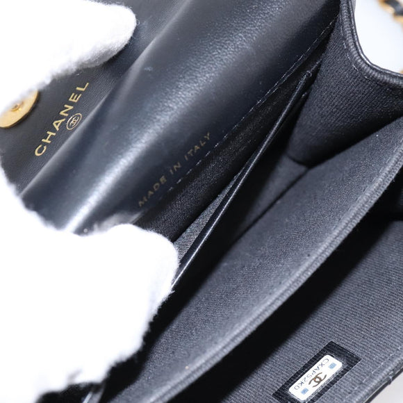 CHANEL Matelasse Hand Bag Patent Leather 2way Black Gold CC Auth 196372SAM