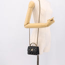 CHANEL Matelasse Hand Bag Patent Leather 2way Black Gold CC Auth 196372SAM-23