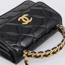 CHANEL Matelasse Hand Bag Patent Leather 2way Black Gold CC Auth 196372SAM-6