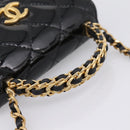 CHANEL Matelasse Hand Bag Patent Leather 2way Black Gold CC Auth 196372SAM-7