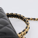 CHANEL Matelasse Hand Bag Patent Leather 2way Black Gold CC Auth 196372SAM-8