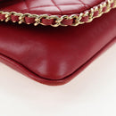CHANEL Mini Matelasse 20 Chain Bag Lamb Skin 2way Red Gold CC Auth 196377M-13