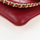 CHANEL Mini Matelasse 20 Chain Bag Lamb Skin 2way Red Gold CC Auth 196377M-14