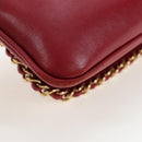 CHANEL Mini Matelasse 20 Chain Bag Lamb Skin 2way Red Gold CC Auth 196377M-15