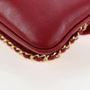 CHANEL Mini Matelasse 20 Chain Bag Lamb Skin 2way Red Gold CC Auth 196377M-16
