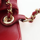 CHANEL Mini Matelasse 20 Chain Bag Lamb Skin 2way Red Gold CC Auth 196377M-18
