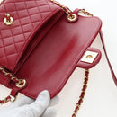 CHANEL Mini Matelasse 20 Chain Bag Lamb Skin 2way Red Gold CC Auth 196377M-19