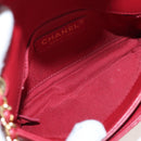 CHANEL Mini Matelasse 20 Chain Bag Lamb Skin 2way Red Gold CC Auth 196377M-22