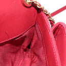 CHANEL Mini Matelasse 20 Chain Bag Lamb Skin 2way Red Gold CC Auth 196377M-23