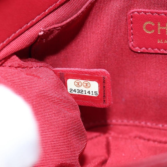 CHANEL Mini Matelasse 20 Chain Bag Lamb Skin 2way Red Gold CC Auth 196377M