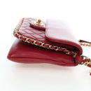 CHANEL Mini Matelasse 20 Chain Bag Lamb Skin 2way Red Gold CC Auth 196377M-5