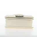 CHANEL Matelasse Boy Chanel Chain Bag Leather White Silver CC Auth 196378M-6