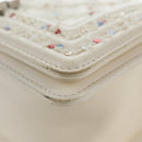 CHANEL Matelasse Boy Chanel Chain Bag Leather White Silver CC Auth 196378M-15
