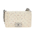 CHANEL Matelasse Boy Chanel Chain Bag Leather White Silver CC Auth 196378M-13