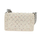 CHANEL Matelasse Boy Chanel Chain Bag Leather White Silver CC Auth 196378M-2