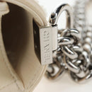 CHANEL Matelasse Boy Chanel Chain Bag Leather White Silver CC Auth 196378M-5