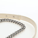 CHANEL Matelasse Boy Chanel Chain Bag Leather White Silver CC Auth 196378M-14