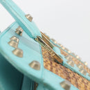 FENDI Hand Bag Raffia Mint Green Gold Auth 196379A-16