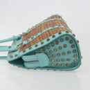 FENDI Hand Bag Raffia Mint Green Gold Auth 196379A-5