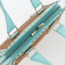 FENDI Hand Bag Raffia Mint Green Gold Auth 196379A-6