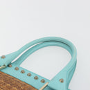 FENDI Hand Bag Raffia Mint Green Gold Auth 196379A-8