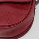 Christian Dior Shoulder Bag Leather Red Gold Auth 196385-10