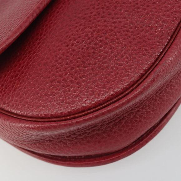 Christian Dior Shoulder Bag Leather Red Gold Auth 196385