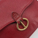 Christian Dior Shoulder Bag Leather Red Gold Auth 196385-15