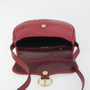 Christian Dior Shoulder Bag Leather Red Gold Auth 196385-16