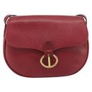 Christian Dior Shoulder Bag Leather Red Gold Auth 196385-2