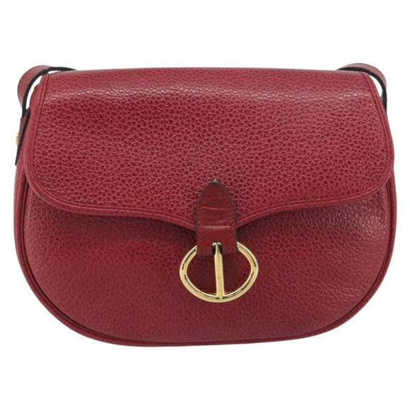 Christian Dior Shoulder Bag Leather Red Gold Auth 196385
