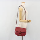 Christian Dior Shoulder Bag Leather Red Gold Auth 196385-23