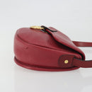 Christian Dior Shoulder Bag Leather Red Gold Auth 196385-4