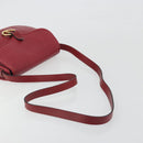 Christian Dior Shoulder Bag Leather Red Gold Auth 196385-7