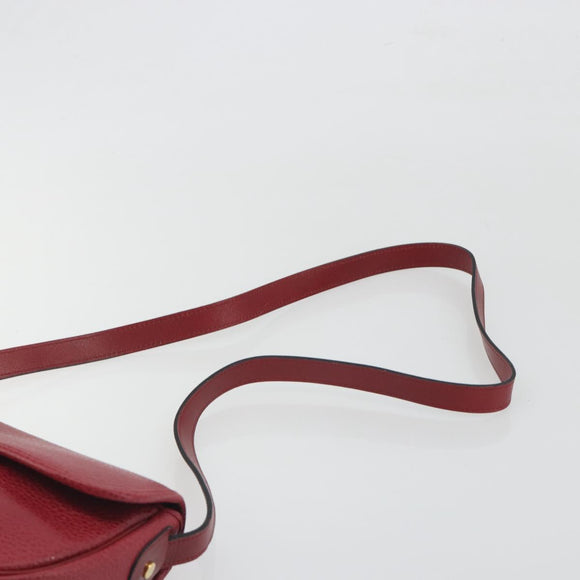 Christian Dior Shoulder Bag Leather Red Gold Auth 196385