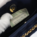 BOTTEGA VENETA INTRECCIATO Chain Bag Satin Velour Navy Gold Auth 196390A-12