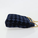 BOTTEGA VENETA INTRECCIATO Chain Bag Satin Velour Navy Gold Auth 196390A-3