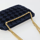 BOTTEGA VENETA INTRECCIATO Chain Bag Satin Velour Navy Gold Auth 196390A-6