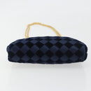 BOTTEGA VENETA INTRECCIATO Chain Bag Satin Velour Navy Gold Auth 196390A-5