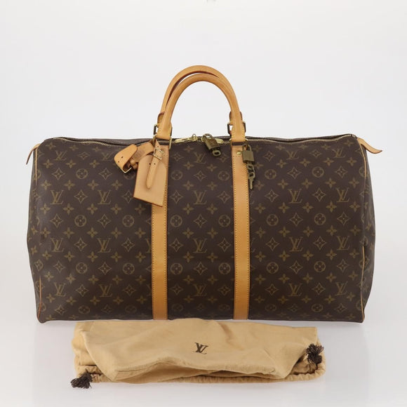 LOUIS VUITTON Monogram Keepall 55 Boston Bag M41424 LV Auth 196395V