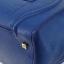CELINE Luggage Mini Shopper Hand Bag Leather Blue Gold Tone Auth 196396A-10