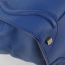 CELINE Luggage Mini Shopper Hand Bag Leather Blue Gold Tone Auth 196396A-13