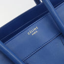 CELINE Luggage Mini Shopper Hand Bag Leather Blue Gold Tone Auth 196396A-14