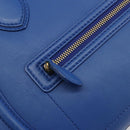 CELINE Luggage Mini Shopper Hand Bag Leather Blue Gold Tone Auth 196396A-15