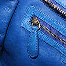 CELINE Luggage Mini Shopper Hand Bag Leather Blue Gold Tone Auth 196396A-20