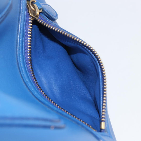 CELINE Luggage Mini Shopper Hand Bag Leather Blue Gold Tone Auth 196396A